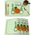 thumbnail image 1 of Placemats Set of 4, Happy St. Patrick''s Day Green Irish Gnome Plush Elf Scandinavian Table Place Mats,Heat Insulation Table Mats Set Washable Dining Placemats for Wedding Holiday Party Kitchen, 1 of 6