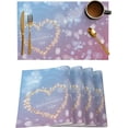 thumbnail image 1 of Placemats Set of 4, Happy Valentine''s Day Star Shape Love Heart Pink Purple Gradient Table Place Mats,Heat Insulation Table Mats Set Washable Dining Placemats for Wedding Holiday Party Kitchen, 1 of 5