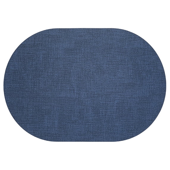 Placemats Set of 4, Heat Resistant Oval Faux Leather Place Mats 12x 17 Inch, Waterproof Wipeable PU Placemat for Kitchen Dining Table, Indoor & Outdoor, Dark Blue