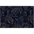 thumbnail image 1 of Placemats Set of 4 Heat-Resistant Rectangle Place Mats Black Flower Rose Washable Plastic PVC Dining Table Mat Non-Slip Wipeable Woven Vinyl Placemat for Kitchen Patio Table Decor, 1 of 1