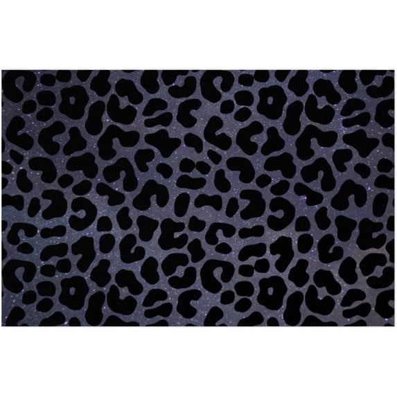 Placemats Set of 4 Heat-Resistant Rectangle Place Mats Black Leopard Cheetah Washable Plastic PVC Dining Table Mat Non-Slip Wipeable Woven Vinyl Placemat for Kitchen Patio Table Decor