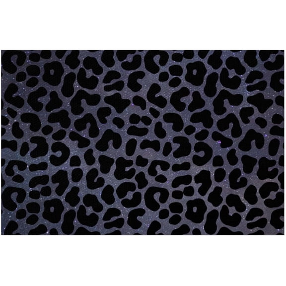 Placemats Set of 4 Heat-Resistant Rectangle Place Mats Black Leopard Cheetah Washable Plastic PVC Dining Table Mat Non-Slip Wipeable Woven Vinyl Placemat for Kitchen Patio Table Decor