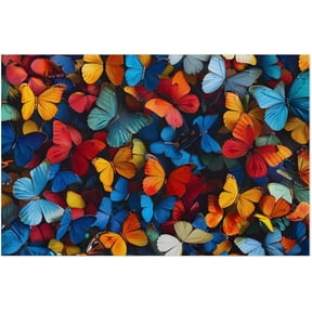 Placemats Set of 4 Heat-Resistant Rectangle Place Mats Vintage Art Butterfly Washable Plastic PVC Dining Table Mat Non-Slip Wipeable Woven Vinyl Placemat for Kitchen Patio Table Decor