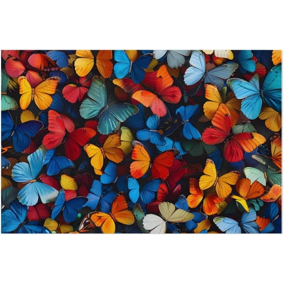 Placemats Set of 4 Heat-Resistant Rectangle Place Mats Vintage Art Butterfly Washable Plastic PVC Dining Table Mat Non-Slip Wipeable Woven Vinyl Placemat for Kitchen Patio Table Decor