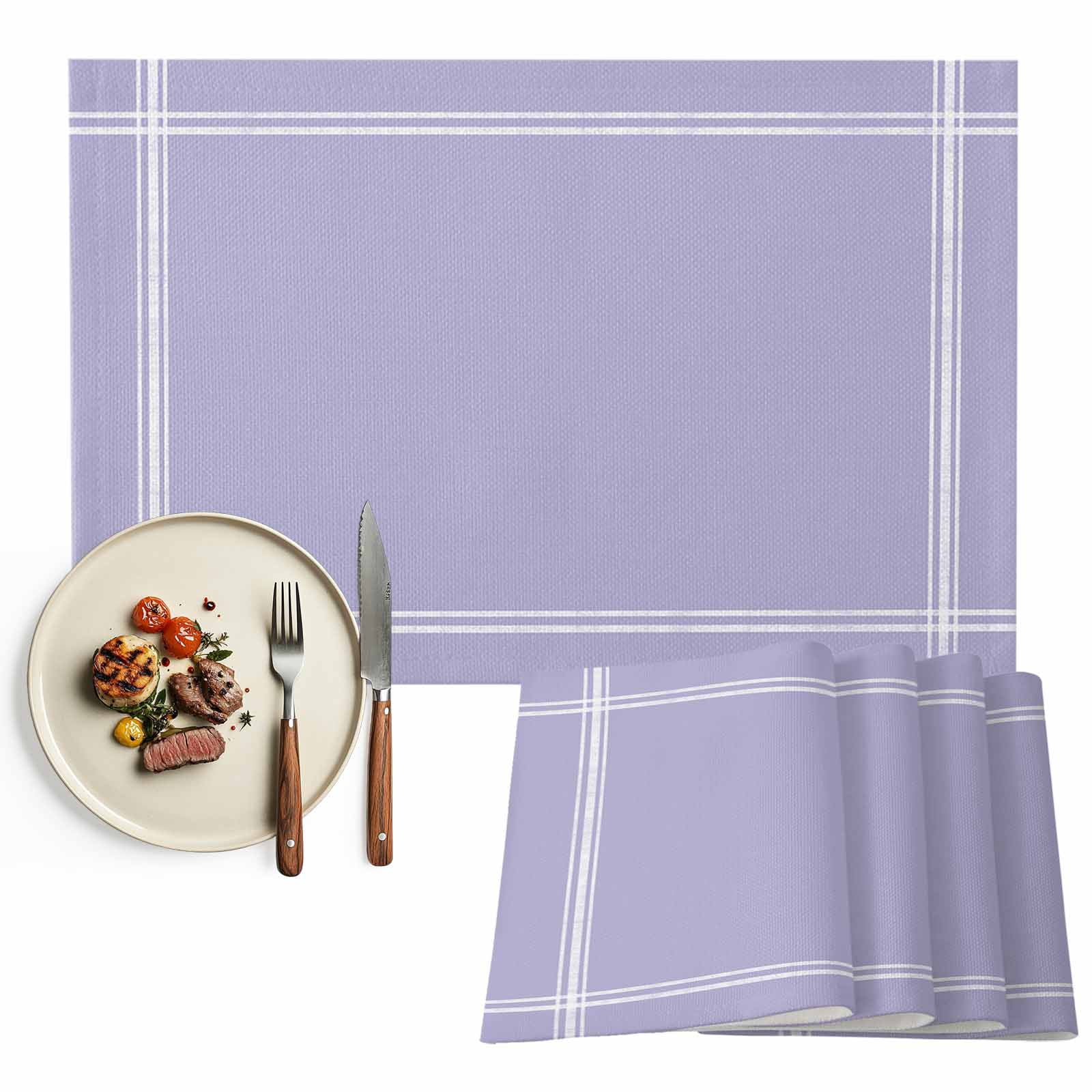 Placemats Set of 4, Lavender Purple Placemats Set of 4, Solid Color Tablemats Washable Placemat Table Decoration for Kitchen Table Dinner Party Home Decor Indoor Outdoor 13x19 Inch