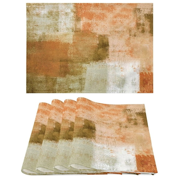 Placemats Set of 4, Modern Abstract Art Non Slip Heat Resistant Linen Cotton Cloth Place Mats, Wipeable Washable Holiday Party Dining Table Mat for Farmhouse Home Kitchen Decor