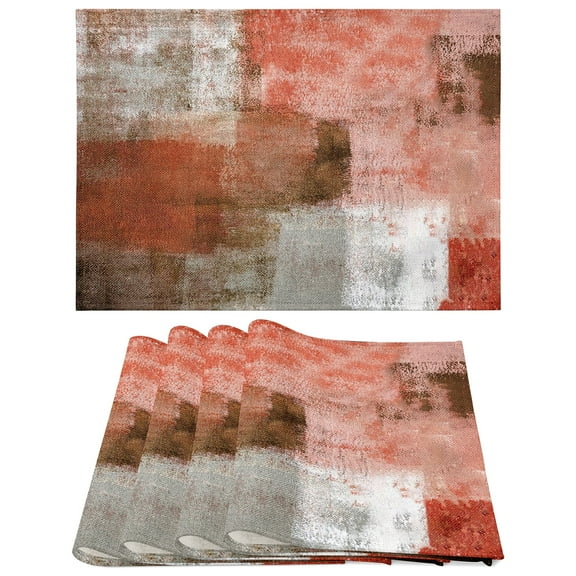 Placemats Set of 4, Modern Abstract Art Non Slip Heat Resistant Linen Cotton Cloth Place Mats, Wipeable Washable Holiday Party Dining Table Mat for Farmhouse Home Kitchen Decor