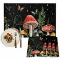 thumbnail image 1 of Placemats Set of 4, Mushrooms Place Mats Butterflies Plant Stars Black Tablemats Washable Placemat Table Decoration for Kitchen Table Dinner Party Home Decor Indoor Outdoor 13x19 Inch, 1 of 9
