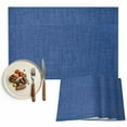 thumbnail image 1 of Placemats Set of 4, Navy Blue Linen Texture Placemats Set of 4, Farmhouse Solid Color Tablemats Washable Placemat Table Decoration for Kitchen Table Dinner Party Home Decor Indoor Outdoor 13x19 Inch, 1 of 8