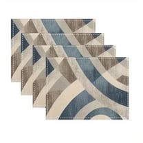 Placemats Set of 4, Navy Blue Modern Abstract Geometric Design Cotton Linen Table Placemat Modern Geometry Decor Dining Placemats Heat Resistant Place Mats Dining Table
