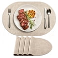 thumbnail image 1 of Placemats Set of 4 for Non-Slip, Heat Resistant Oval Leather Placemat Double Layer, Waterproof Table Mats Easy to Clean for Kitchen Dining Table Room Coffee Office Table, 1 of 9