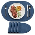 thumbnail image 1 of Placemats Set of 4 for Non-Slip, Heat Resistant Oval Leather Placemat Double Layer, Waterproof Table Mats Easy to Clean for Kitchen Dining Table Room Coffee Office Table, 1 of 9