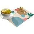 thumbnail image 1 of Placemats Set of 4,Non Slip Washable Table Mats Set, Abstract Geometric Shapes with Sun and Tropical Leaves Table Placemats for Kitchen Dining Table,Wedding Holiday Party Decoration, 1 of 6