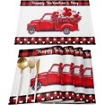 thumbnail image 1 of Placemats Set of 4,Non Slip Washable Table Mats Set, Happy Valentine''s Day Red Truck with Roses Buffalo Plaid Table Placemats for Kitchen Dining Table,Wedding Holiday Party Decoration, 1 of 6