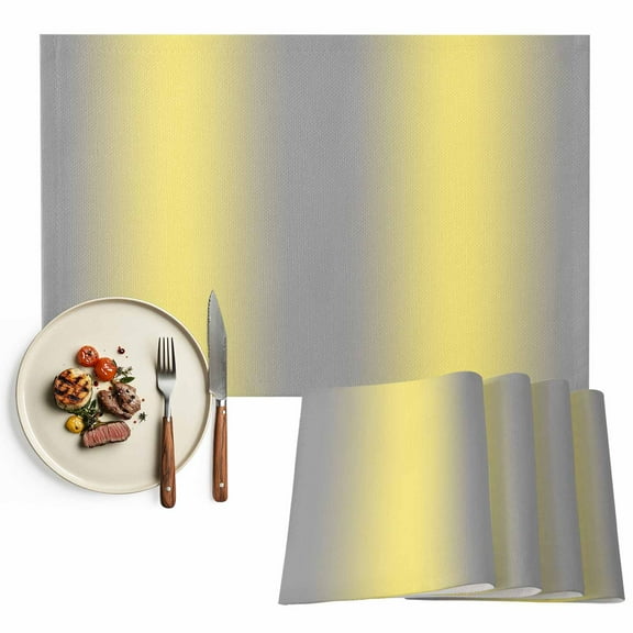 Placemats Set of 4, Ombre Gray Yellow Place Mats Gradient Color Tablemats Washable Placemat Table Decoration for Kitchen Table Dinner Party Home Decor Indoor Outdoor 13x19 Inch