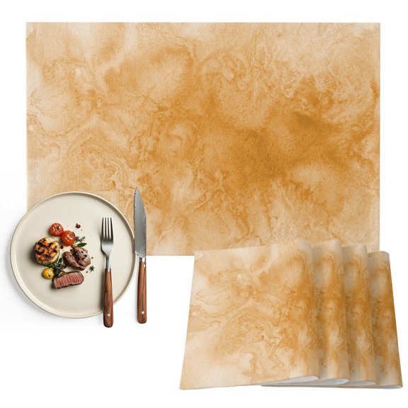 Placemats Set of 4, Orange Fog Clouds Place Mats Abstract Swirls Vapor Tablemats Washable Placemat Table Decoration for Kitchen Table Dinner Party Home Decor Indoor Outdoor 13x19 Inch