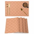 thumbnail image 1 of Placemats Set of 4, Orange Plaid Woven Placemat, Linen Place Mats for Kitchen/Dining Tables, Modern Farmhouse Simple Abstract Stripes Washable Table Mats for Party, 1 of 8