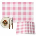 thumbnail image 1 of Placemats Set of 4, Pink Buffalo Plaid Placemats Set of 4, Spring Watercolor Check Stripe Tablemats Placemat Table Decoration for Kitchen Table Dinner Party Home Decor Indoor Outdoor 13x19 Inch, 1 of 8