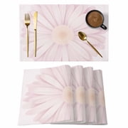 Placemats Set of 4, Pink Daisy Easter Woven Placemat, Linen Place Mats for Kitchen/Dining Tables, Spring Floral Elegant Pastoral Washable Table Mats for Party