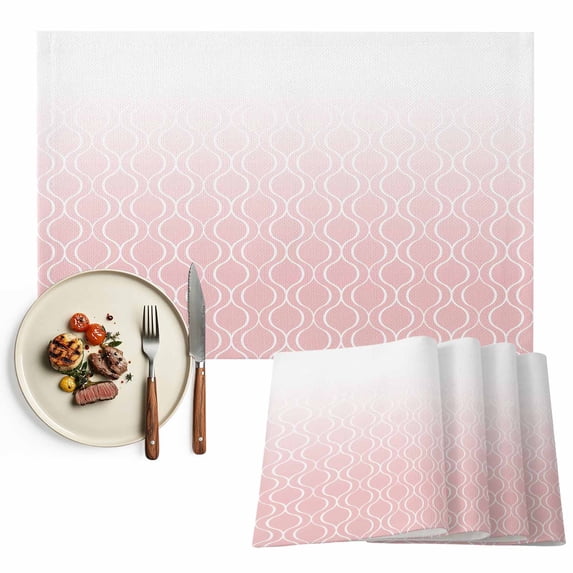 Placemats Set of 4, Pink Geometric Place Mats Ombre Lines Rhombus Modern Tablemats Washable Placemat Table Decoration for Kitchen Table Dinner Party Home Decor Indoor Outdoor 13x19 Inch