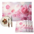 thumbnail image 1 of Placemats Set of 4, Pink Rose Place Mats Dreamy Petals Water Tablemats Washable Placemat Table Decoration for Kitchen Table Dinner Party Home Decor Indoor Outdoor 13x19 Inch, 1 of 9