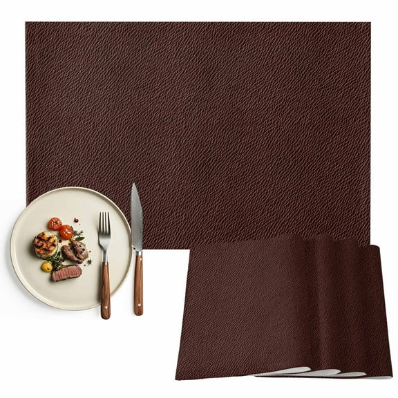 Placemats Set of 4, Red Leather Texture Placemats Set of 4, Solid Color Tablemats Washable Placemat Table Decoration for Kitchen Table Dinner Party Home Decor Indoor Outdoor 13x19 Inch