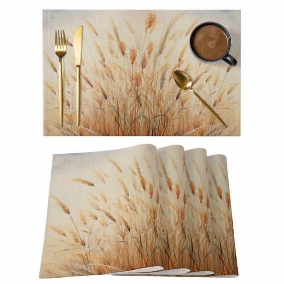 Placemats Set of 4 Reed Dandelion Non-Slip Place Mat Plant Prairie Table Mats Washable Stain-Resistant Tablemats for Party/Dining Room/Kitchen Decorations