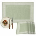 thumbnail image 1 of Placemats Set of 4, Sage Green Linen Key Design Placemats Set of 4, Geometric Back Pattern Tablemats Placemat Table Decoration for Kitchen Table Dinner Party Home Decor Indoor Outdoor 13x19 Inch, 1 of 8