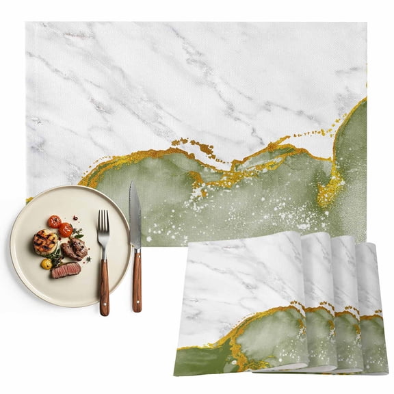 Placemats Set of 4, Sage Green Marble Place Mats White Modern Abstract Art Luxury Tablemats Washable Placemat Table Decoration for Kitchen Table Dinner Party Home Decor Indoor Outdoor 13x19 Inch