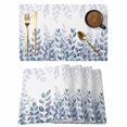 thumbnail image 1 of Placemats Set of 4, Spring Blue Eucalyptus Woven Placemat, Linen Place Mats for Kitchen/Dining Tables, Botanical Green Leaf Country Washable Table Mats for Party, 1 of 8