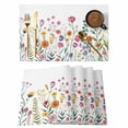 thumbnail image 1 of Placemats Set of 4, Spring Floral Woven Placemat, Linen Place Mats for Kitchen/Dining Tables, Pink Yellow Flowers Farmhouse Washable Table Mats for Party, 1 of 8