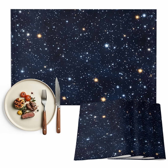 Placemats Set of 4, Star Starry Sky Place Mats Shining Universe Galaxy Tablemats Washable Placemat Table Decoration for Kitchen Table Dinner Party Home Decor Indoor Outdoor 13x19 Inch