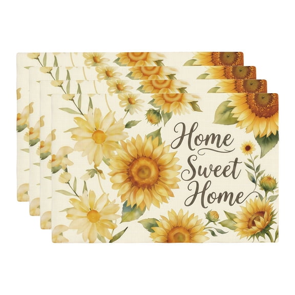 Stegali Summer Sunflower Home Linen Placemats, 12x18 Inch Table mats Set of 4