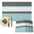 thumbnail image 1 of Placemats Set of 4, Teal Gray Geometric Place Mats Stitching Morocco Pattern Tablemats Washable Placemat Table Decoration for Kitchen Table Dinner Party Home Decor Indoor Outdoor 13x19 Inch, 1 of 9