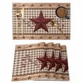 thumbnail image 1 of Placemats Set of 4, Texas Star Vintage Woven Placemat, Linen Place Mats for Kitchen/Dining Tables, Brown Checkered Berry Farmhouse Washable Table Mats for Party, 1 of 8