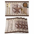 thumbnail image 1 of Placemats Set of 4, Texas Star Vintage Woven Placemat, Linen Place Mats for Kitchen/Dining Tables, Brown Retro Art Red Berry Wooden Washable Table Mats for Party, 1 of 8