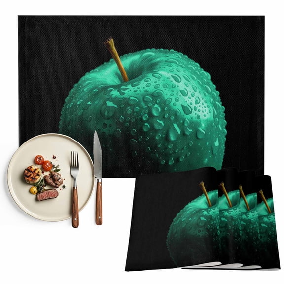 Placemats Set of 4, Turquoise Fruit Placemats Set of 4, Berry Drops Tablemats Washable Placemat Table Decoration for Kitchen Table Dinner Party Home Decor Indoor Outdoor 13x19 Inch