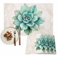 thumbnail image 1 of Placemats Set of 4, Turquoise Succulent Place Mats Green Leaves Ferns Plants Tablemats Washable Placemat Table Decoration for Kitchen Table Dinner Party Home Decor Indoor Outdoor 13x19 Inch, 1 of 9