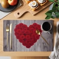 thumbnail image 1 of Placemats Set of 4, Valentine''s Day Washable Wipeable Table Mats for Dining Tables, Red Roses Love Hearts Grey Wooden Indoor Outdoor Waterproof Kitchen Place Mats for Holiday Table Decor, 1 of 1