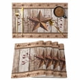 thumbnail image 1 of Placemats Set of 4, Vintage Texas Star Wooden Woven Placemat, Linen Place Mats for Kitchen/Dining Tables, Farmhouse Berry Country Washable Table Mats for Party, 1 of 8
