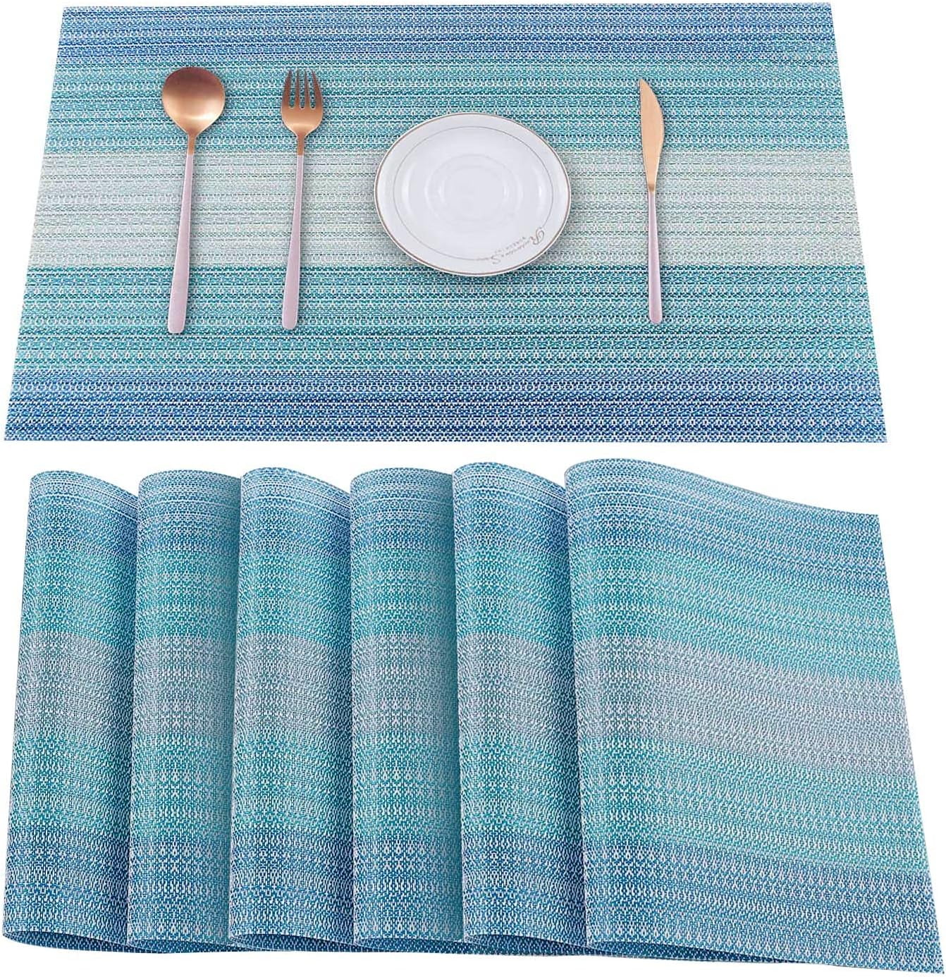 Placemats Set of 4,Vinyl Table Place Mats Stain Resistant Foldable Placemats Washable Wipeable