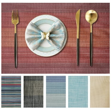 Placemats, Vinyl Table Place Mats Washable Wipeable Placemat for Kitchen Dining Table Decoration Indoor Outdoor Placemats Set of 4, 12x18 Inch