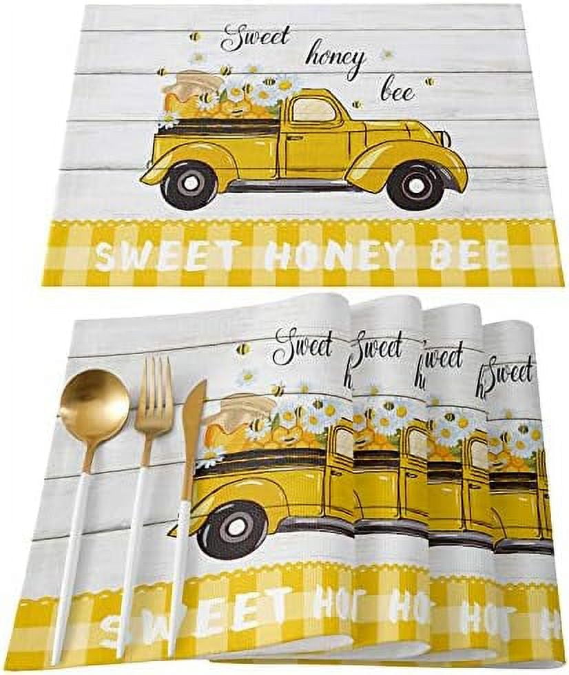 Placemats Set of 4 Washable Farmhouse Truck Placemat for Dining Table