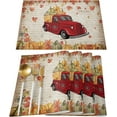 thumbnail image 1 of Placemats Set of 4 Washable,Red Truck Pumpkin Fall Leaves Placemat for Dining Table Decorations, Heat-Proof Table Mats for Kitchen Dinner Banquet Thanksgiving Autumn Kraft Paper, 1 of 6