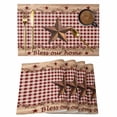 thumbnail image 1 of Placemats Set of 4, Western Texas Star Vintage Woven Placemat, Linen Place Mats for Kitchen/Dining Tables, Rustic Wreath Wood Red Plaid Washable Table Mats for Party, 1 of 8