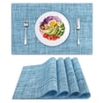 thumbnail image 1 of Placemats Set of 4, Woven Placemats for Dining Table, Heat-Resistant Placemats Stain Resistant Anti-Skid Washable PVC Table Mats, Vinyl Placemats for Kitchen Restaurant Table,Blue, 1 of 7
