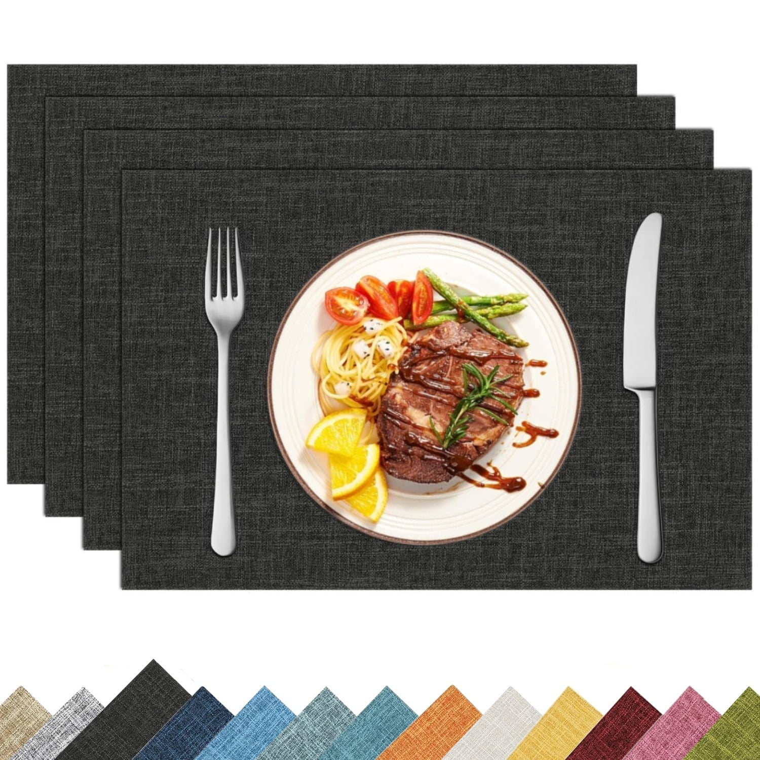 "Yamaziot Placemats Set of 4, Rectangular Fabric Dining Table Mats ...