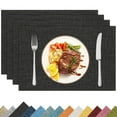 thumbnail image 1 of Placemats Set of 4, Yamaziot Double Layer Cloth Fabric Heat Resistant Place Mat, Washable Reversible Rectangle Dining Table Mats, Linen Style Black, 12"x18", 1 of 9