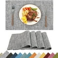 thumbnail image 1 of Placemats Set of 4, Yamaziot Double Layer Cloth Fabric Heat Resistant Place Mat, Washable Reversible Rectangle Dining Table Mats, Linen Style Silver Gray, 12"x18", 1 of 9