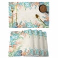thumbnail image 1 of Placemats Set of 6, Beige Coastal Woven Placemat, Linen Place Mats for Kitchen/Dining Tables, Summer Nautical Beach Coral Starfish Washable Table Mats for Party, 1 of 8